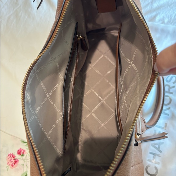 Michael Kors Carine Satchel Bag Camel Brown Leather with Strap and Dust Bag EUC - Picture 13 of 16